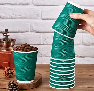 [Hot Item] Disposable Double Wall Corrugated Paper Cups Ripple Coffee Cup Christmas Customized Cup Disposable Ripple Cup Mug