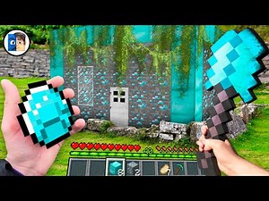 Minecraft in real life POV ~ BUILDING DIAMOND BASE HOUSE in Realistic MINECRAFT RTX 創世神第一人稱真人版