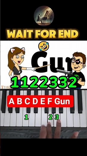 A B C D E F Gun Easy Piano Tutorial #shorts #viral #pianotutorial