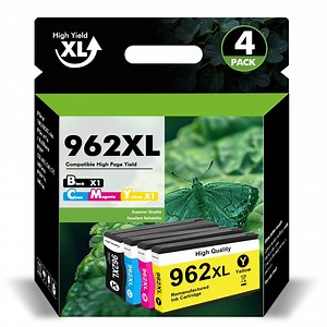 962 962XL Ink Cartridges Compatible for HP 962XL 962 4 Pack for OfficeJet Pro 9010 9020 9015 9018 9025 9018 9019 Printer (Black, Cyan, Magenta, Yellow)