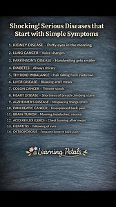 626K views · 995 reactions | Shocking! Serious diseases that start with simple symptoms | Learning Petals | Facebook