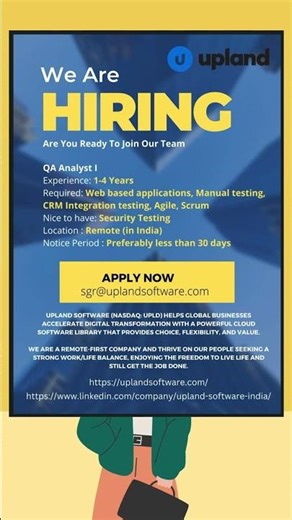Hiring QA analysts | Web based applications | Manual testing | CRM Integration testing | Agile|Scrum