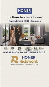Honer Richmont - Sprawling 5 BHK Mansions | Near Hitec City Possession by Dec-26