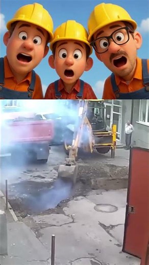 Builders react. They dig a hole and there's an explosion.