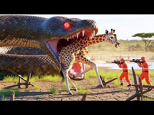 Heroic Rescue Team Saves Giraffe from Giant Python Monster at Safari Park
