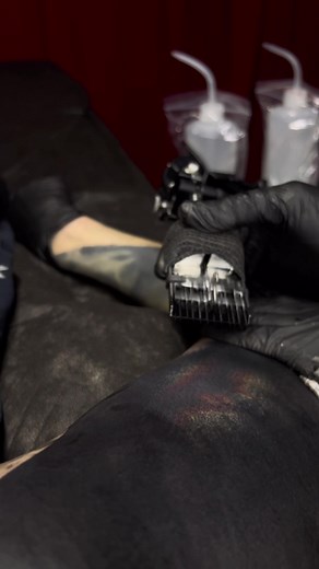 Tattoo Process: Close-Up of Arm and Tattoo Machine