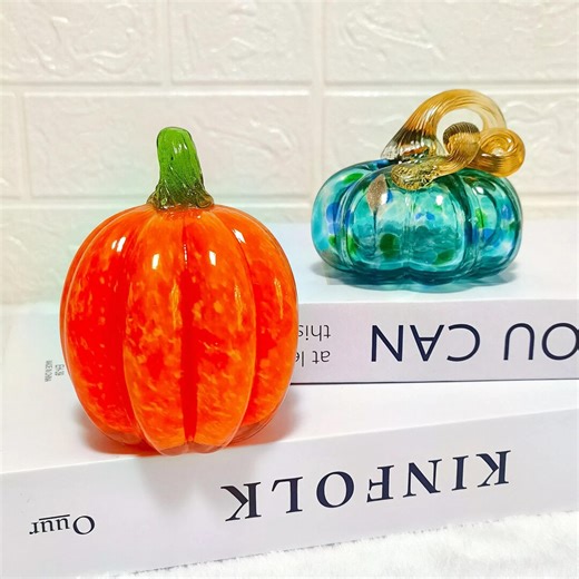 Hand Blown Stained Glass Pumpkin: Elegant Fall Pumpkin Gift, Pumpkin-themed Decor, Autumn Tabletop Decoration, Thanksgiving Ornament - Etsy