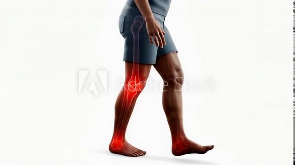 Human Leg Anatomy with X-Ray Visualization During Gait Cycle for Educational Purposes