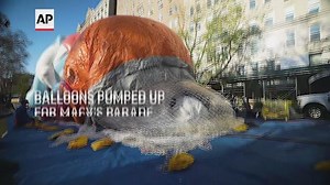 Balloons inflated for Macy's Thanksgiving Parade