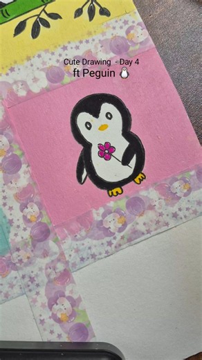 How to draw cute little baby penguin with acrylics #animalart #painting #acrylicpainting #penguin