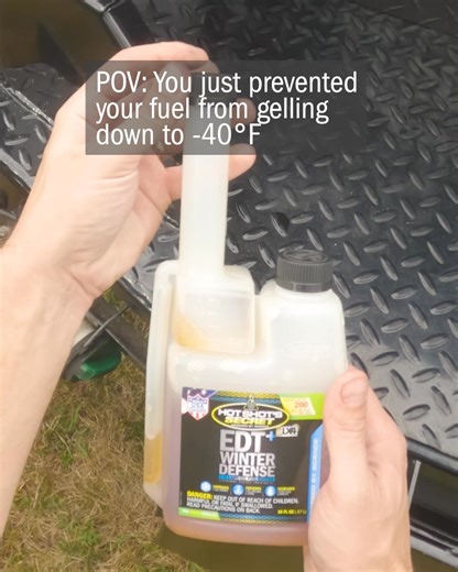 One treatment of EDT Winter Defense protects your diesel from gelling and freeze-ups. Proven performance down to –40°F. | Hot Shot's Secret