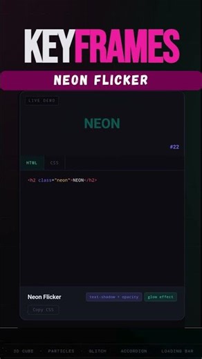 CSS Neon Flicker Animation: Text Shadow Glow Effect Tutorial