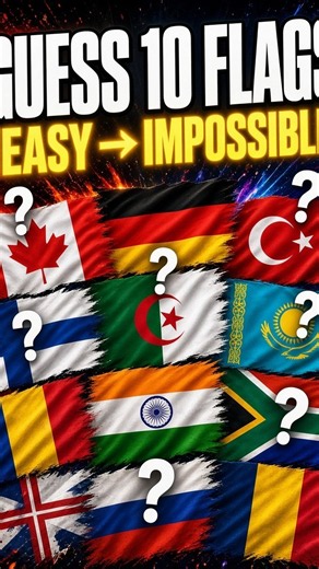Guess 10 Flags 🔥 Easy → Impossible #quiz #triviatricks #funny