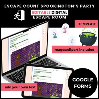 "Escape Count Spookington's Party" Digital Escape Room Template | PRE-FILLED