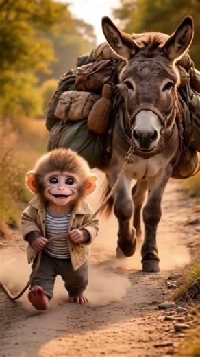 Monkey safe donkey's life #aishorts #facts #animals #monkey