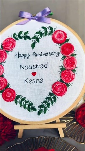 Anniversary embroidery hoop ❤️#embroidery #handmade #tutorial #art