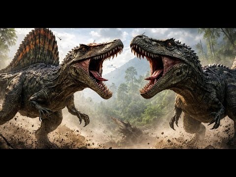 Dinosaurs Battle: Spinosaurus vs Giganotosaurus - Muddy Death Match!