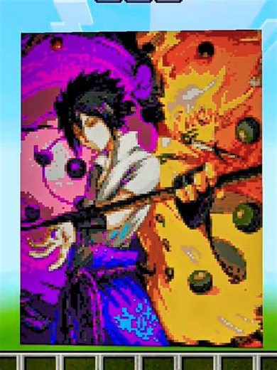 Naruto vs Sasuke in Minecraft 🤯 Pixel Art Build You Won’t Believe! #minecraft #naruto #shorts