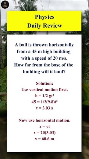 Projectile Motion Solution in 30 Seconds #shorts