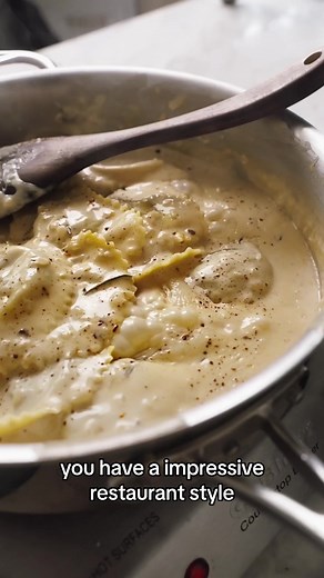 This is one of my favorite sauces to make for packaged ravioli. And I LOVE the bertagni truffle mushroom ravioli from@Whole Foods Market !!