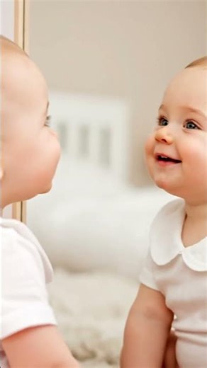 Kissing his own reflection in the mirror - cute boy - Little Joys World.
