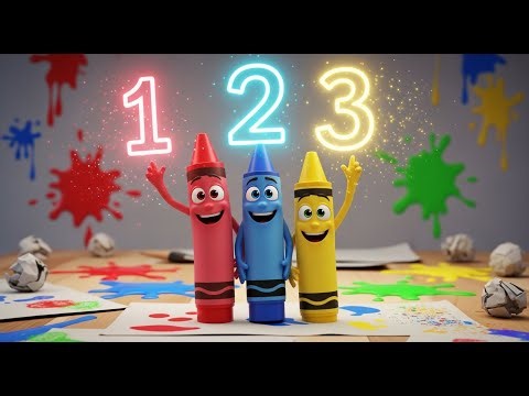 Learn 123 with Colorful Crayons 🖍️🎨🌈 | Fun Counting for Kids
