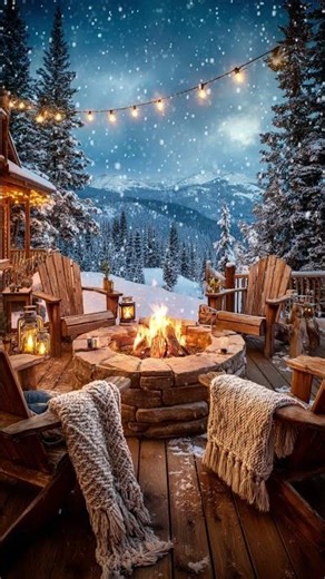 Cozy Winter Bonfire Under Falling Snow #cozy #winter #bonfire #ambient #firesounds #snowfall #relax