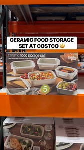 🤩 Ceramic Food Storage Set at Costco! This comes with 5 containers and 5 snaptight glass lids! They’re oven safe without the lids and microwave safe with the air vents open on the lids...super useful!! 🤩 Plus they’re dishwasher and freezer safe! Two colors for $29.99! #costco #costcofinds #ceramicfoodstorage #foodstorage | Costco Buys