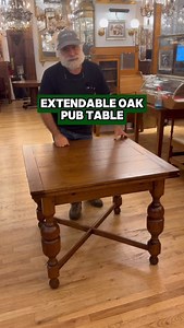 Fantastic extendable oak pub table with criss-cross support and spindle legs available for sale! Give us a call or send us a message to purchase! 📍333 W 52 St., New York, New York 🌐 ogtstore.com 🚛Shipping available everywhere 📐 36 in. W x 36 in. L x 30 in. H (Extended: 36 in. W x 59 1/2 in. L x 30 in. H) #oldegoodthings #antiques #antiquestore #antiqueshop #antiquefurniture #interiordesign #architecturalsalvage #pub #pubtable #pubdecor #table #diningtable #oaktable #oakfurniture #19thcentury