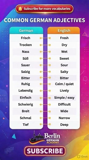 🇩🇪 14 Common German Adjectives | A1–A2 German Vocabulary for Daily Conversations#vocabulary #viral