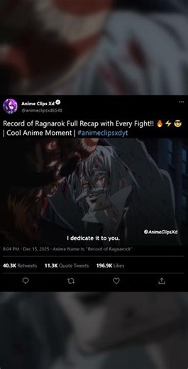 Record of Ragnarok Full Recap with Every Fight!! 🔥⚡😎 | Cool Anime Moment | #animeclipsxdyt
