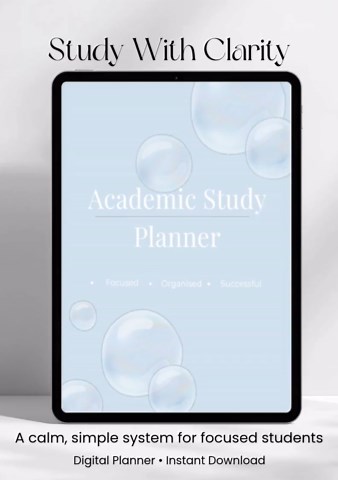 Pastel Blue Academic Study Planner, Daily Weekly Organizer (Digital Download)