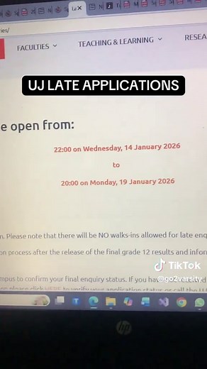 UJ Late Applications and University Requirements for 2027