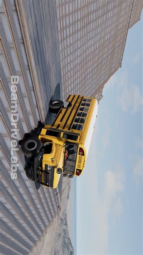School Bus Takes INSANE Downhill Stairs 😳 | BeamNG Drive #shorts