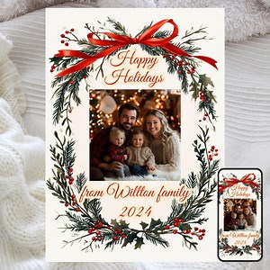 Editable Photo Christmas Card Template, Holiday Greeting (digital Download) - Etsy