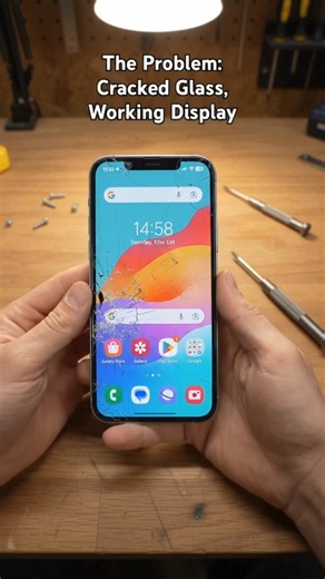 How to fix a cracked phone screen within 60 seconds #fixmyphone #brokenphone #mobilefix #phonefix