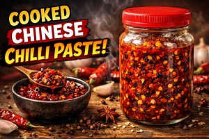 Cooked chilli paste recipe 🌶️ this is the chilli paste i use in my most of the Chinese recipes. INGREDIENTS * Kashmiri or bedki chilli-100 gms * Dried red chilli-20-25 gms * Oil -250 ml * Ginger garlic paste -1 tbsp * Salt -1 tbsp (check for seasoning if required add more) * Sugar-1 tbsp (check for seasoning if required add more) * Vinegar-5 ml METHOD * Cook the chillis for 30 minutes and turn off then cover and leave it for another 15 minutes * In a pan heat oil and ginger garlic paste and coo