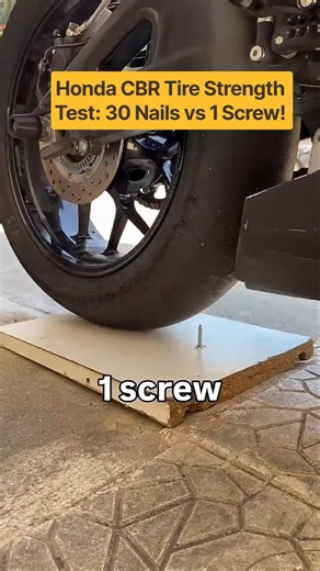 Will 30 Nails Pop a Honda Motorcycle Tire? (Nails vs Screw Test) #shortvideo
