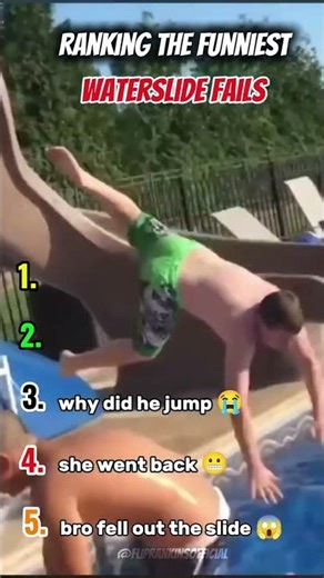 Ranking the craziest waterslide fails😱#shorts #waterslide #ranking #fails #funny