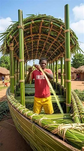 ‏Making a Ship with Palm Tree Leaves! 🌴🚢