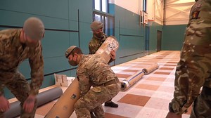 The Royal Scots Dragoon Guards, who have spent the last few days carrying out recces of community mass vaccination sites in Scotland, have started setting up the centres, inside halls and sports facilities all over Scotland. The troops are working to support NHS Scotland and Local Authorities, to roll out the facilites for community vaccination as quicky and efficiently as possible, before handing them over to the NHS to run. They will be on tasks such as this, across the country, for the next f