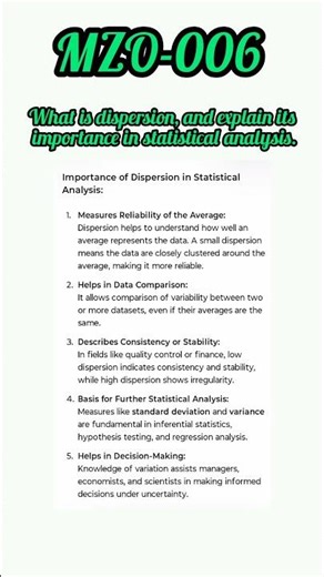 What is dispersion, and explain its importance in statistical analysis. #msc #zoology #ignou #exams
