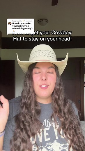 Replying to @eloise ✨ How to keep your cowboy hat from blowing off when it’s windy! #cowboyhat #western #westernlife #duderanch #ranchlife #wyoming