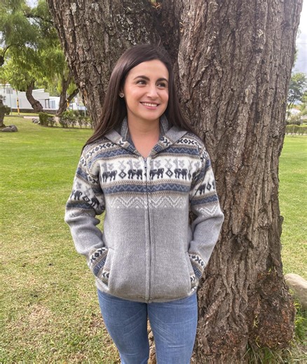 Patterned Alpaca Wool Hooded Jacket, Ecuadorian Artisan-made Hooded Jacket, Alpaca Jacket - Etsy