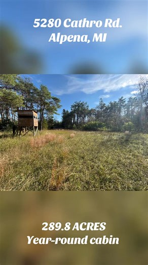 ⭐️ FOR SALE ⭐️ 📍 5280 Cathro Rd. Alpena, MI 49707 289.8 Acres | Year-Round Cabin | Prime Hunting Property – Maple Ridge Township Escape to your own private wilderness on nearly 290 acres of pristine Northern Michigan land! This remarkable property offers endless opportunity for outdoor enthusiasts, featuring a year-round cabin, extensive trail system, and prime hunting grounds. With 8 deer blinds (6 fully enclosed) thoughtfully placed throughout the property, this land is ready for the serious 
