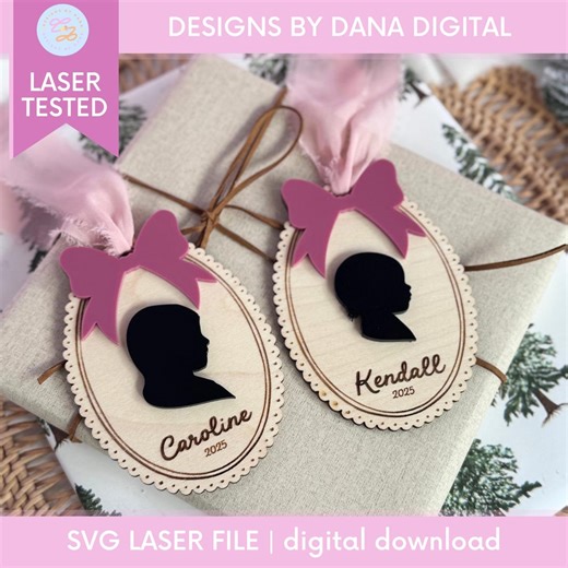 Child Silhouette Ornament SVG Custom Keepsake Laser File - Etsy