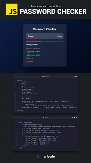 Password Strength Checker using JavaScript👍