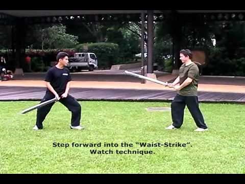 Chinese Long Straight-Sword Ancient Techniques (Leopard-Head, Flat-Stomach, Step-Across Right)