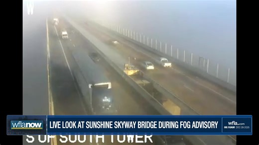 FOG ADVISORY: Here is a live look at I-275 near the Sunshine Skyway Bridge! A fog advisory is in effect through 9 a.m. https://www.wfla.com/weather/forecast/foggy-morning-cold-front-moves-in-mon-evening/ | WFLA News Channel 8
