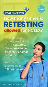 2.3K views | Did you know you can take the NCLEX up to 8 times a year? That's right! With multiple opportunities, you have the chance to achieve your nursing dreams. Don't hesitate—let's prepare together for your success! #ipassprocessing #usrn #aurn #nclexcanada #nclex | IPASS Processing | Facebook